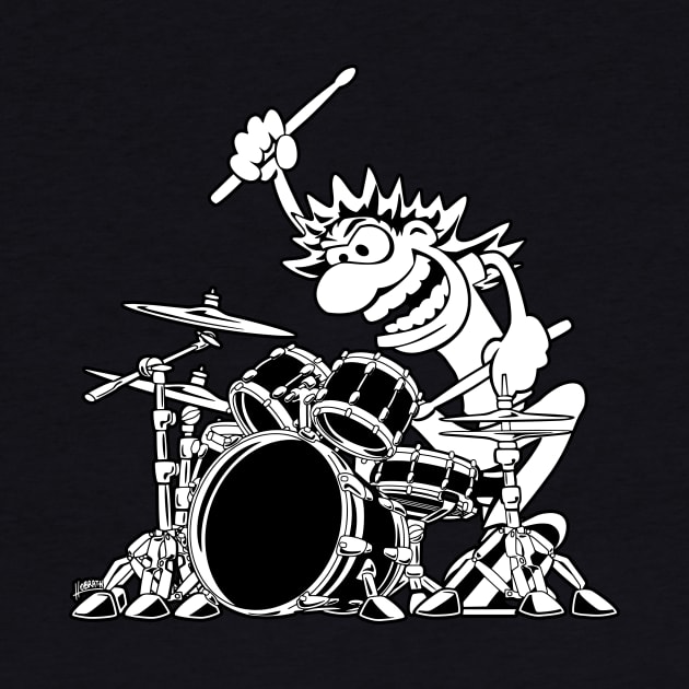 Crazy Drummer Cartoon Illustration by hobrath